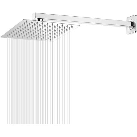 Duschkopf, 10 Zoll (25 cm) quadratischer Duschkopf, Regenduschkopf aus Edelstahl 201, mit Anti-Kalk-Düsen, einfach zu installieren, poliertes Chrom-Finish