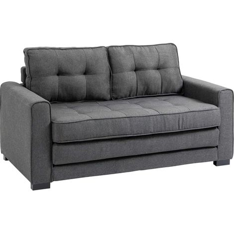 Sofá cama plegable de 2 plazas en tejido efecto lino gris 147,5x75x85 cm MODENUIT (1/5)