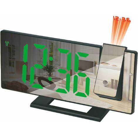Réveil numérique avec projection LED orientable, chargeur USB intégré, luminosité automatique et fonction répétition pour chambre (1/5)