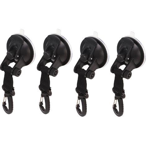 Set aus 4 robusten Saugnäpfen mit Haken zur Verankerung, hohe Festigkeit und Tragbarkeit, ideal für Seitenmarkisen von Wohnmobilen oder Autos. (1/5)