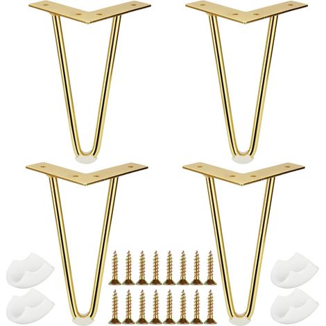 CCYKXA 2er-Set goldene Möbelbeine, 20 cm Haarnadel-Tischbeine mit Schrauben und drehbaren Füßen, goldene Metall-Tischbeine, Couchtischbeine, Möbelbeine für Schreibtisch, Schrank, DIY-Projekte (1/5)