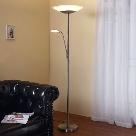 [NEUWERTIG] B-Ware Lindby Stehleuchte Deckenfluter LED Leselicht Ragna nickel dimmbar Leselampe (1/2)