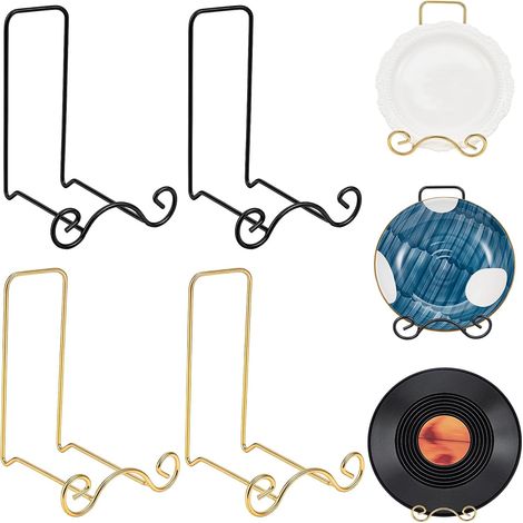 Support de Bol en Fer Forgé (4 pièce) 2 Support de Séchage de Cuisine Multicolore Organisateur de Rangement de Comptoir pour Exposer de Grands Plats Profonds Vaisselle Cadres 121x126x165mm (1/5)