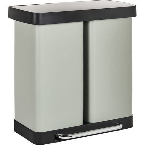 Double Pedal Waste Bin 60 L ECOSORT Metal Light Green