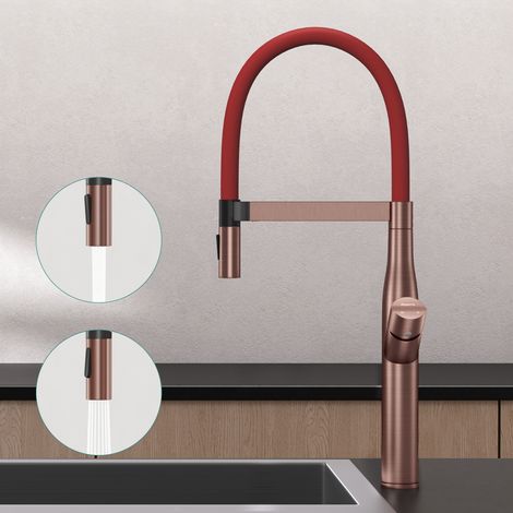 Mai & Mai Robinet Évier de Cuisine en Acier Inoxydable 304 Eau Chaude et Froide Mélangeur Deux Modes de Jet Mitigeur Cuisine Or Rosé 57,2 cm Turnix-01 (1/5)