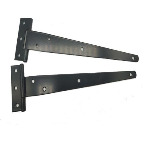 Lot de 4 charnières en T de 15,2 cm pour porte en bois, charnières noires extérieures en métal noir, vis de charnière en T robustes pour portes de hangar de clôture de fenêtre (1/3)