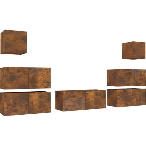 Maison Exclusive - 7-tlg. TV-Schrank-Set Räuchereiche Holzwerksto (1/5)