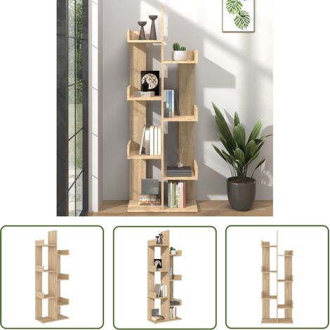 The Living Store Bücherregal Sonoma-Eiche 48x25,5x140 cm Holzwerkstoff - Bücherregal - Eiche - Wohnraum - Regal - Holzwerkstoff (1/5)