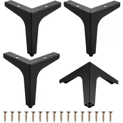 Pieds de meubles en métal noir, pieds triangulaires pour canapés et tables, avec 16 vis, disponibles en 4 tailles, 1820 (1/5)