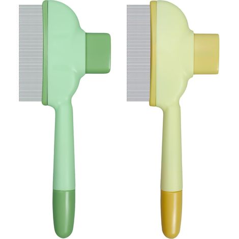 2 Peigne à puces, Bouton éjection, Acier inoxydable, ABS, Pour chats et chiens (1/5)