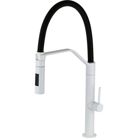 Mitigeur d'évier de cuisine avec douche amovible à double jet blanc mat Fima Carlo Frattini F7047/1BS  Blanc mat
