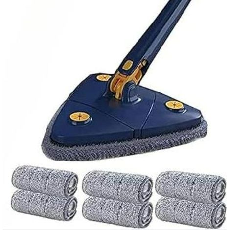 Quickclean-Balai Essoreur Rotatif pour Un Nettoyage À 360° des Sols. Murs Et Plafonds (Blue+5 Chiffons) (1/5)