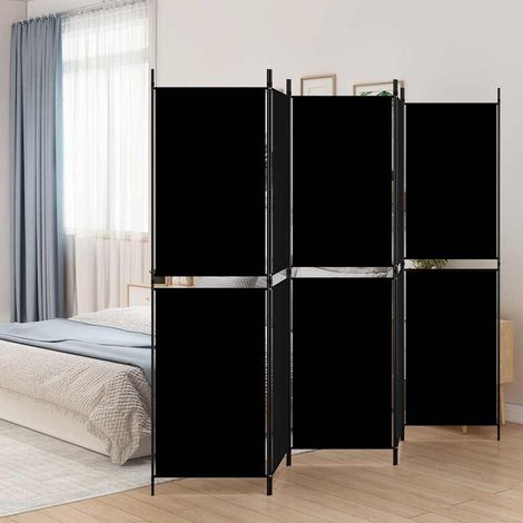 Cloison de séparation 5 panneaux Noir 250x180 cm Tissu (1/5)