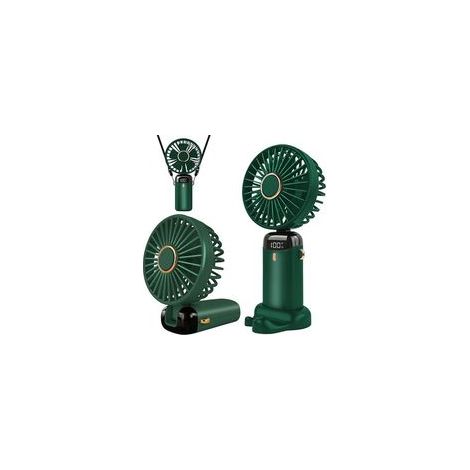 USB-wiederaufladbarer tragbarer Ventilator mit 5 Geschwindigkeitsstufen, Mini-Falt-Tischventilator mit LED-Anzeige für Zuhause, Büro, Schlafzimmer, Reisen im Freien (Grün) (1/5)