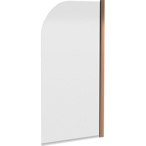 Nuie Pacific Brushed Bronze Profile Round Top Hinged Bath Screen 1430mm H x 790mm W - 6mm Glass (1/2)