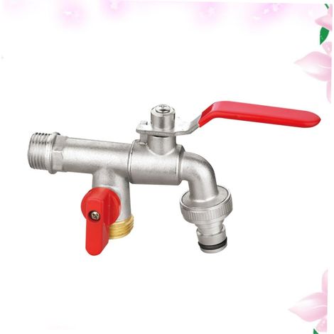 Robinet Double Sortie Laiton pour Jardin et Usage Ouverture Rapide avec Tuyau Goutte Adapté Extérieur et Intérieur