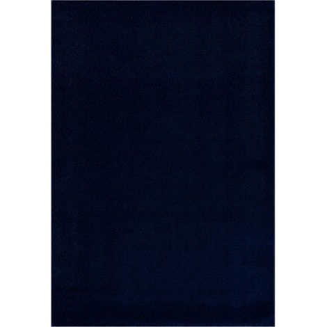 Tapis salon et chambre 80x200 bleu marine rectangle tissé motif uni NOSSA