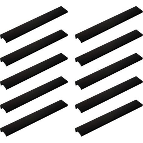 (10 pieces, black) Invisible long door handle for cabinet, 200 mm long, black edge handle without perforation (1/5)
