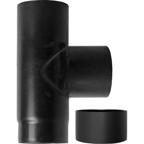 tubo raccordo a tee 90° fm-f legna nero smaltato, 150 mm