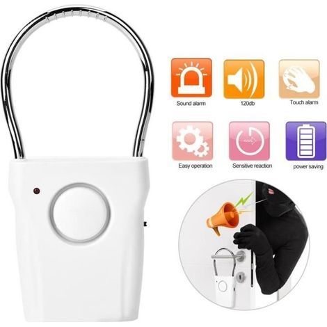 Qiilu 120dB Door Alarm, Touch Sensor Door Handle Alarm, Anti-Theft Vibrating Home Security Alarm (1/4)
