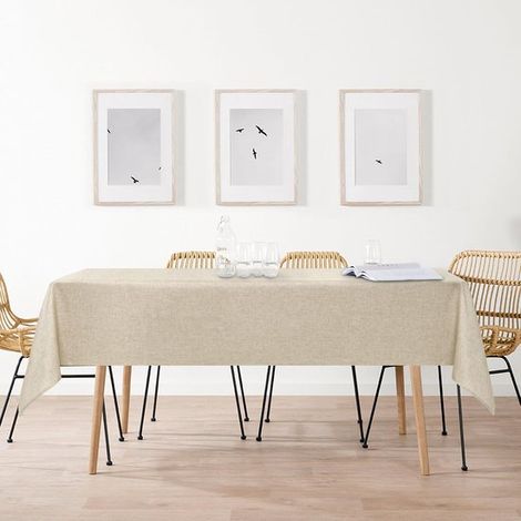 Tovaglia effetto lino - lavabile - 140220 cm - Tovaglia - Idrorepellente e antimacchia - Beige (1/4)
