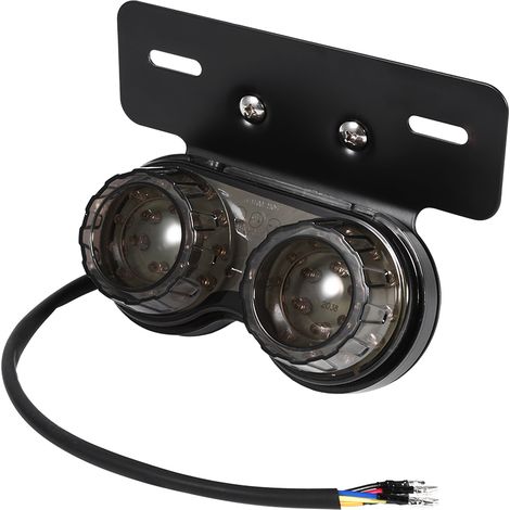 Feu LED de plaque d'immatriculation, stop, clignotant avec support pour quad, chopper, tout-terrain, lentille fumée (1/5)