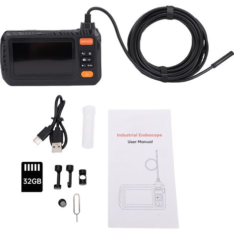 Endoscope 1080P inspection canalisation – 8 LED 3 luminosités 180° rotation 32GB, 6,5ft semi-rigide simple lentille (1/5)