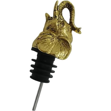Bec Verseur à Vin en Alliage Doré de Tête D'éléphant, Bouchon pour Bouteille, Accessoire Bar Pratique pour Fête et Dégustation à Domicile (1/5)
