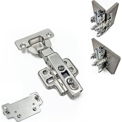 Dos bisagras desmontables de acero inoxidable con amortiguación hidráulica, integradas con bisagras automáticas de cierre suave, Plata (1/5)