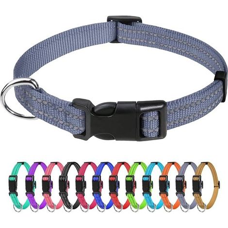 TagME Classic Verstellbares, reflektierendes Nylon-Hundehalsband, geeignet für Welpen und Katzen, Rot, 1 cm breit (1/5)