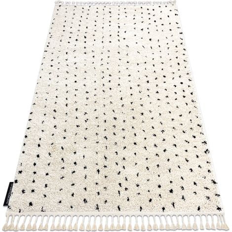 Tappeto BERBER SYLA B752 puntini crema Frange berbero marocchino shaggy beige 240x330 cm