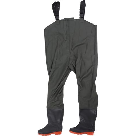 Pantalon de pêche imperméable Hip Wader pour homme avec bottes intégrées, vert, taille 42 (1/5)