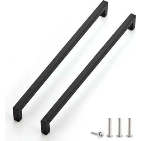 Set mit 2 schwarzen 288-mm-Schrankgriffen – Edelstahl – Korrosionsbeständig – Für Küchenschränke und Schubladen (1/4)
