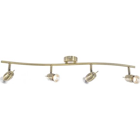 Litecraft Frank Spotlight Bar Ceiling 4 Light With LED Bulbs - Antique Brass