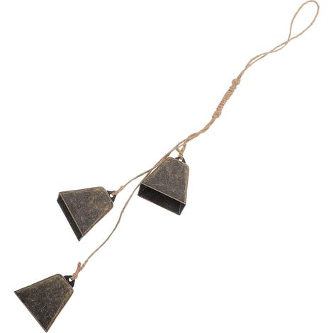 Cloche à Vache Vintage en Fer Corde Suspendue, Cloche Décorative Rustique pour Porte ou Branches, Son Clair et Puissant pour Décoration Noël ou Intérieur (1/5)