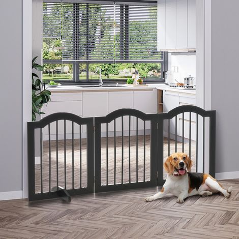 Barrera plegable para perros de 3 paneles con patas, 154,5 x 61 cm, negra DESVIAE (1/5)