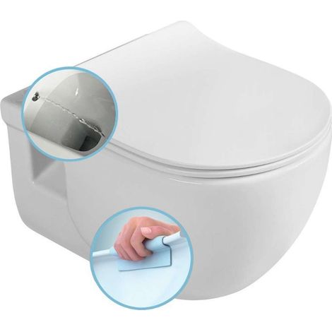 Sapho Brilla - Inodoro suspendido con ducha de bidé, Rimless, blanco 100612
