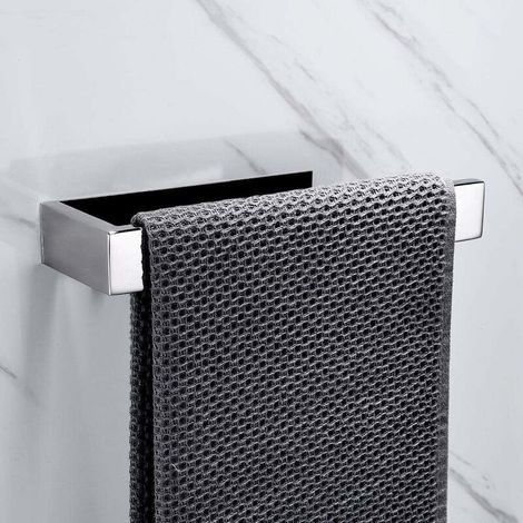 Porte-serviettes chromé pour salle de bain, porte-serviettes en acier inoxydable 304, auto-adhésif, sans perçage, étagère de cuisine (1/5)