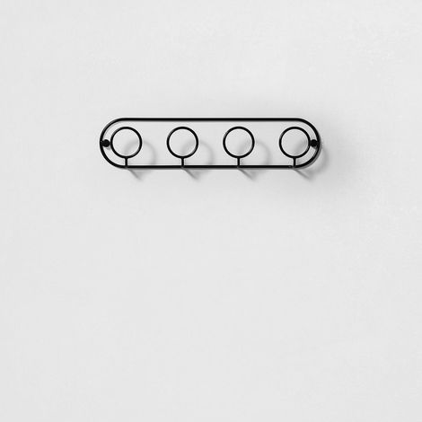 Wandgarderobe aus Metall mit 4 Haken Len - Schwarz