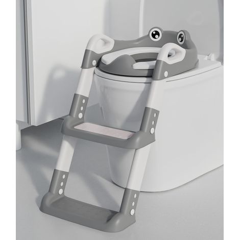 Reducteur Toilette Enfant, Réducteur WC avec Marches- Gris (1/5)