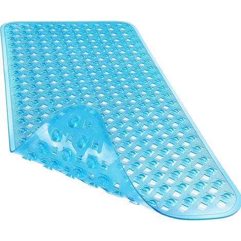 Tapis de bain antidérapant, 87,6 cm x 39,4 cm (extra long), bleu transparent. (1/5)