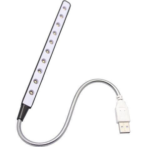 Lampe Led Usb - 10 Led Blancs - Flexible Et Réglable - Pour Ordinateur Portable Et Fixe - 1 Pièce (1/5)