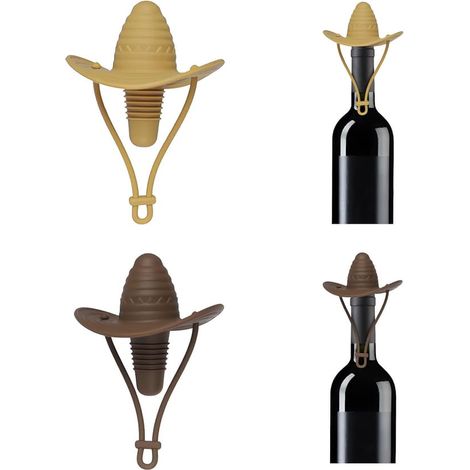 Lot de 2 bouchons en silicone en forme de chapeau de cowboy, pour bouteilles de vin, à usage domestique.-AquaForge (1/5)