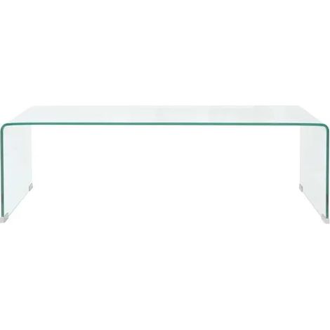 Table Basse en Verre Trempé Transparent, 98x45x30 cm (1/5)