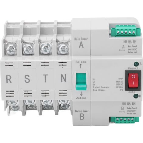 Dual Power Automatic Transfer Switch 4P Din Rail Type Power Transfer Switch for PZ30 Distribution Box AC 220V 100A