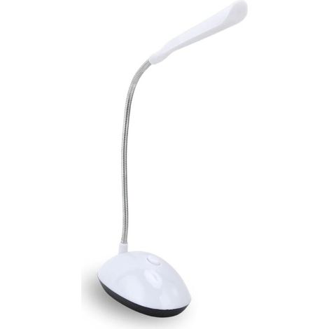 Lampe de Bureau LED à Bras Réglable  Alimentation à Piles  Lumière Idéale pour Étudiants, Chevet et Bureau, Blanc (1/5)