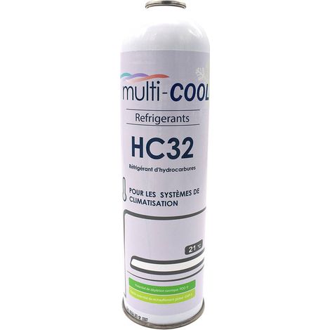 Multitanks – Canette réfrigérant multicool HC32 350g – Remplace R32 et R410a – Excellente performance sous températures élevées – Refroidissement rapide
