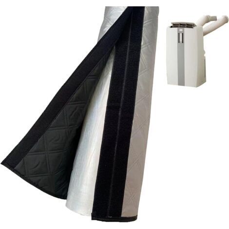 Protection pour Tuyau Climatiseur, Tuyau Isolée Pour Climatiseurs Portable, Housse Protection Pour T-uyau Évacuation C-limatiseur Mobile 5"&5.9", Anti-poussière Et Lavable (Silver Black) (1/5)