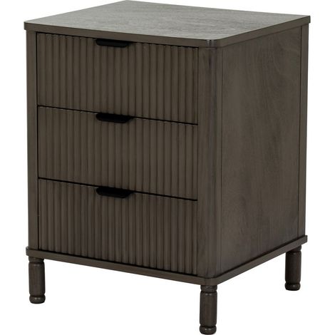 Reed Collection 3 Drawer Bedside Table - Wood - L40 x W45 x H58 cm - Brown