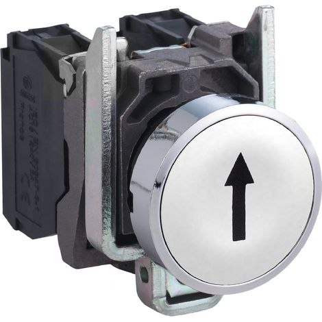Pulsante bianco Ø22 filoghiera ad impulso - FRECCIA SU - 1NO - XB4BA3341